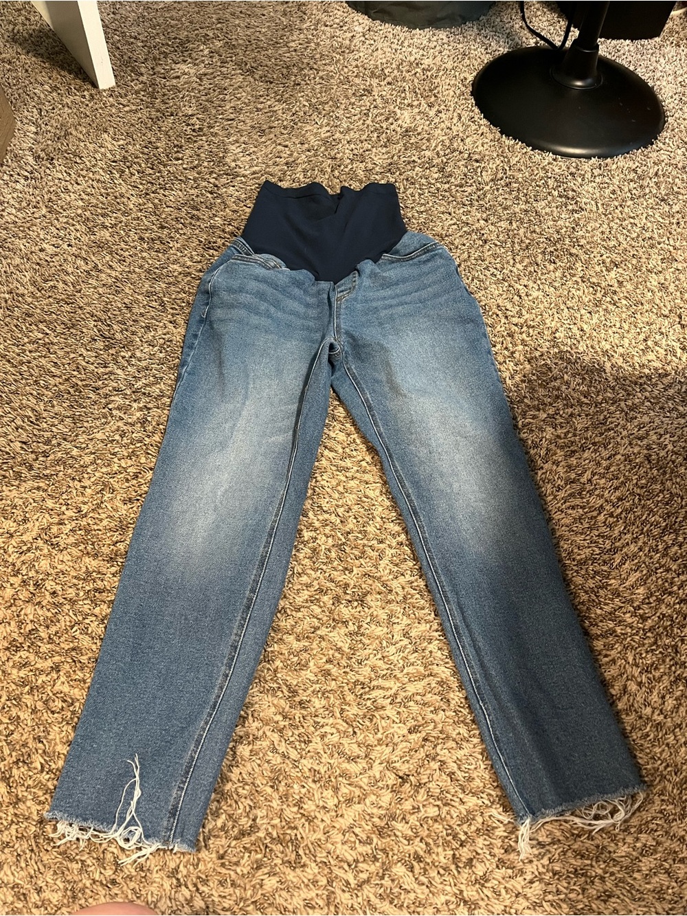 Motherhood Straight Leg Maternity Jeans in Blue with Navy Waistband